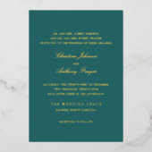 Old Money Teal Classic Wedding Folie Uitnodiging (Voorkant)