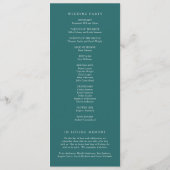 Old Money Teal Classic Wedding Programmakaart (Achterkant)
