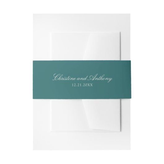 Old Money Teal Classic Wedding Uitnodigingen Wikkel (Voorkant Voorbeeld)