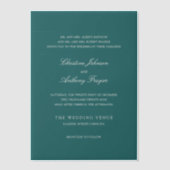 Old Money Teal Classic Wedding Vellum Uitnodigingen (Voorkant)