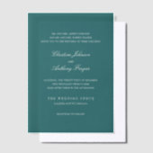 Old Money Teal Classic Wedding Vellum Uitnodigingen (Offset)