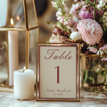 Old Money Terracotta Boho Wedding Table Number Kaart<br><div class="desc">Classy  and elegant old money beige and auburn terracotta wedding table numbers. As you see it features a cream old money background with dusty terracotta script that match the whole suite.</div>