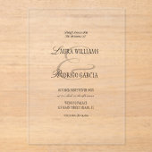 Old Money Timeless Wedding Acryl Uitnodigingen (Voorkant)