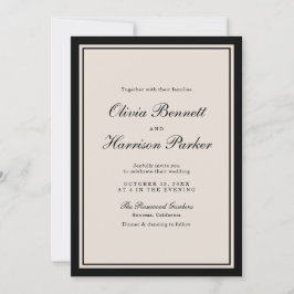 Old Money Wedding Classic Black Invitation Kaart