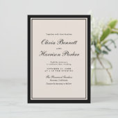 Old Money Wedding Classic Black Invitation Kaart (Staand voorkant)