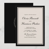 Old Money Wedding Classic Black Invitation Kaart (Voorkant / Achterkant)