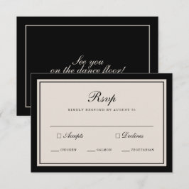 Old Money Wedding Classic Black RSVP Card Informatiekaartje