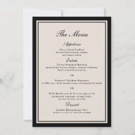 Old Money Wedding Classic Menu Card Kaart