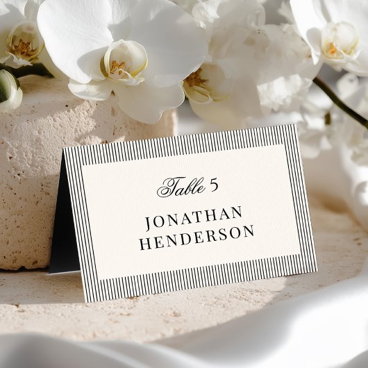 Old Money Wedding Escort Name Card Kaart