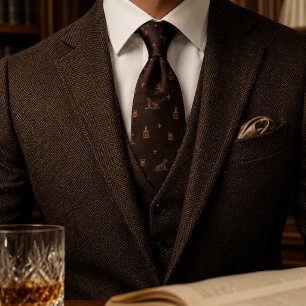 Old Money Whiskey Honden Gentleman's Club Herringb Stropdas