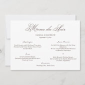 Old Money White and Brown Wedding Menu Card Kaart (Voorkant)