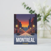Old Montreal Winter Snowy Street Briefkaart (Staand voorkant)