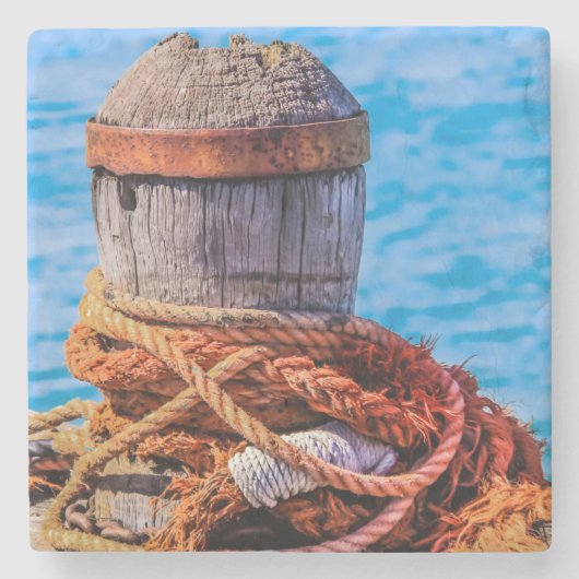 Old Mooring Bollard Stenen Onderzetter (Voorkant)