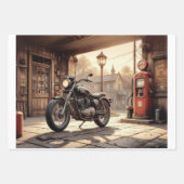 Old motorcycle, a garage with oil pump - Decoupage Inpakpapier Vel (Voorkant)