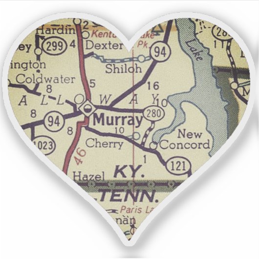 Old Murray KY Map Sticker (Voorkant)