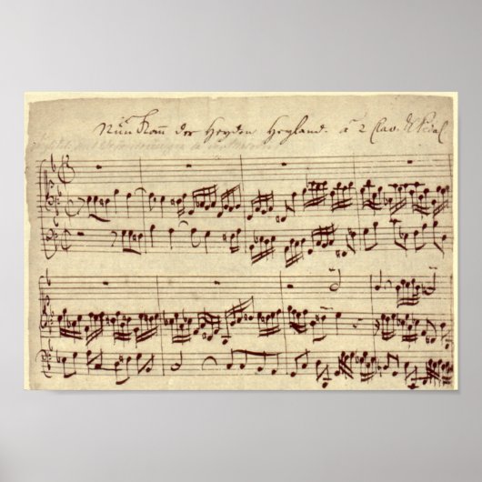 Old Music Notes - Bach Music Sheet Poster (Voorkant)
