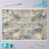 Old Music Sheet French Gold Navy Blue Flowers Tissuepapier (Craft)
