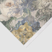 Old Music Sheet French Gold Navy Blue Flowers Tissuepapier (Detail)