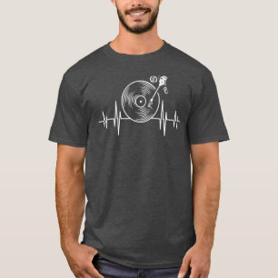 Old Music Vinyl Record Heartbeat Disk Musician T-shirt