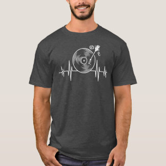 Old Music Vinyl Record Heartbeat Disk Musician T-shirt