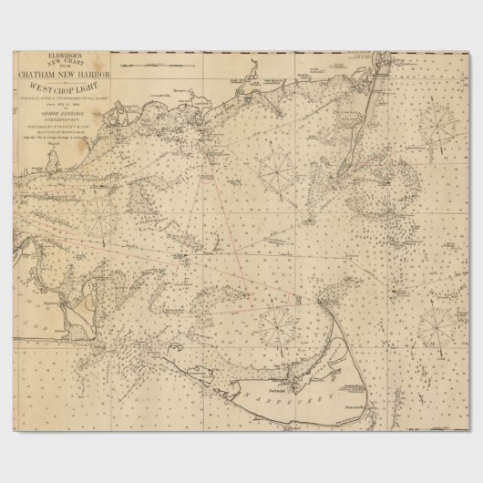 Old Nantucket & Cape Cod Map (1894) Cadeaupapier (Vlak)