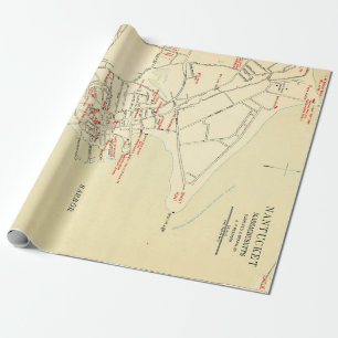 Old Nantucket MA Town Map (1905) Cadeaupapier