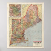 Old New England States Map (1920) Poster (Voorkant)