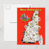 Old New Hampshire Map Postcard Briefkaart (Voorkant / Achterkant)