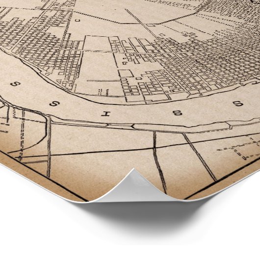 Old New Orleans 1841 Map Poster (Hoek)