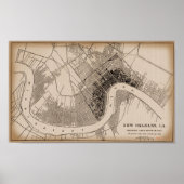 Old New Orleans 1841 Map Poster (Voorkant)