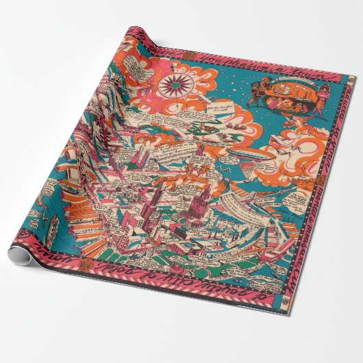 Old New York City Pictorial Map (1925)  Cadeaupapier (Uitgerold)