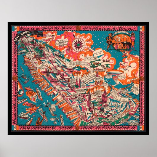 Old New York City Pictorial Map (1925) Poster (Voorkant)
