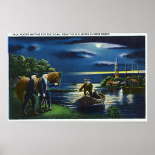 Old North Church Tower Signal Scene Poster