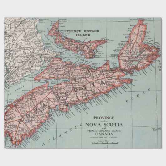 Old Nova Scotia Canada Map (1925)  Cadeaupapier (Vlak)