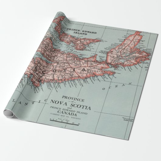 Old Nova Scotia Canada Map (1925)  Cadeaupapier (Uitgerold)