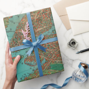 Old NYC Harbor Map (1925) New York City Cadeaupapier