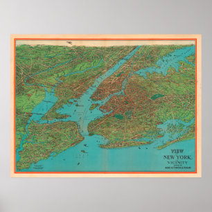 Old NYC Harbor Map (1925) New York City Poster