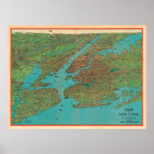 Old NYC Harbor Map (1925)  New York City Poster (Voorkant)