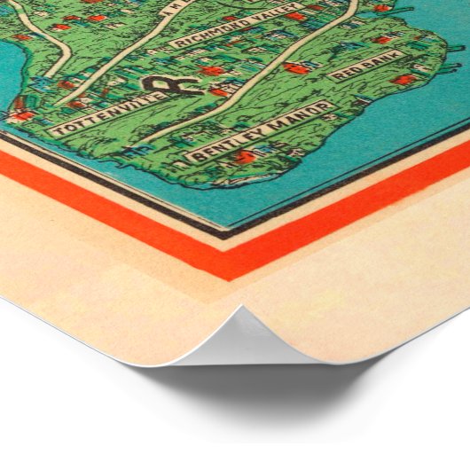 Old NYC Harbor Map (1925)  New York City Poster (Hoek)