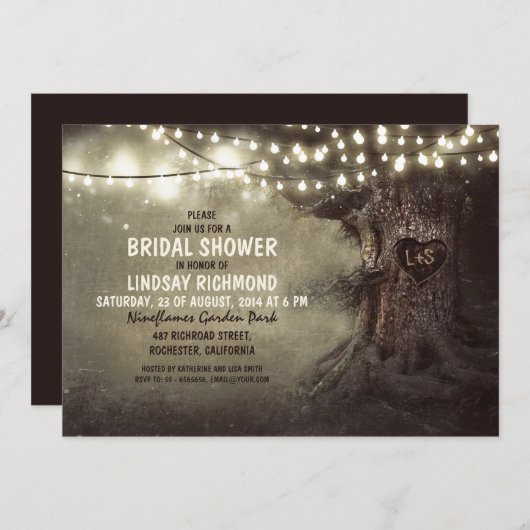 Old Oak Tree Twinkle Lights vrijgezellenfeest Kaart (Voorkant / Achterkant)