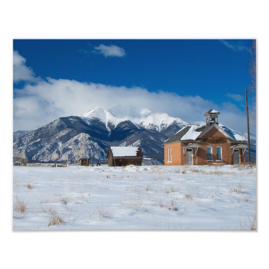 Old One Room Schoolhouse Salida, Mt Princeton Foto Afdruk (Voorkant)