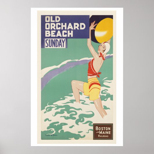 Old Orchard Beach Maine Vintage Reisposter Poster (Voorkant)