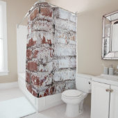 Old painted brick wall with peeling white paintwal douchegordijn (In situ)