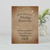 Old Paper Beige Moody Gold Foil Wedding Folie Uitnodiging (Staand Voorkant)