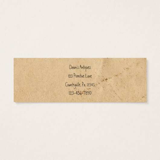 Old Paper Skinny Hang Label Mini Visitekaartjes (Achterkant)