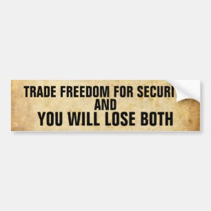 old_paper, VRIJHEID VAN DE HANDEL VOOR VEILIGHEID, Bumpersticker