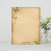 Old Paper with Green Vines Stationery Paper Briefhoofd (Staand voorkant)