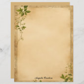 Old Paper with Green Vines Stationery Paper Briefhoofd (Voorkant / Achterkant)