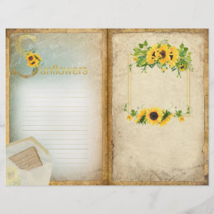Old Parchment Collage Sunflower Journal Pagina