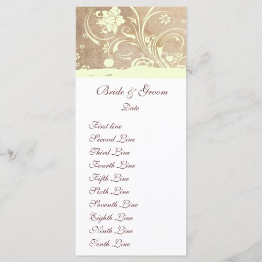 Old Parchment Shabby Chic Trouwprogramma Programmakaart (Achterkant)